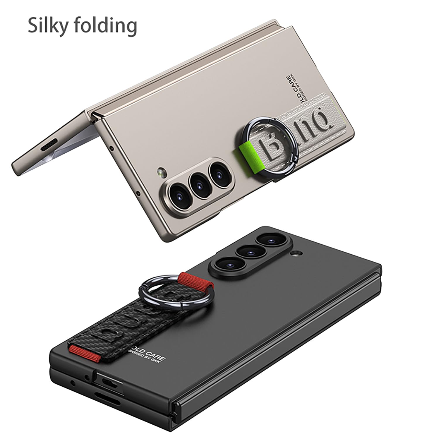 COQUE Funda Galaxy Z Fold 7 con Bucle, Funda de Aluminio Totalmente Cubierta con Soporte para Correa de muñeca, Funda Plegable para Samsung Galaxy Z Fold 7 5G-Verde