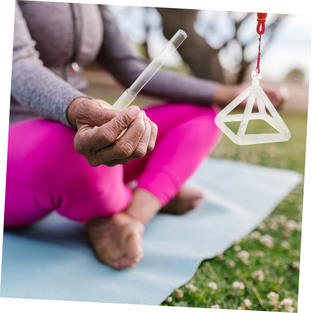 SUPVOX Meditation Pyramid Stick for Yoga Singing Harp Stick Sound Healing Tool Small for Relaxation