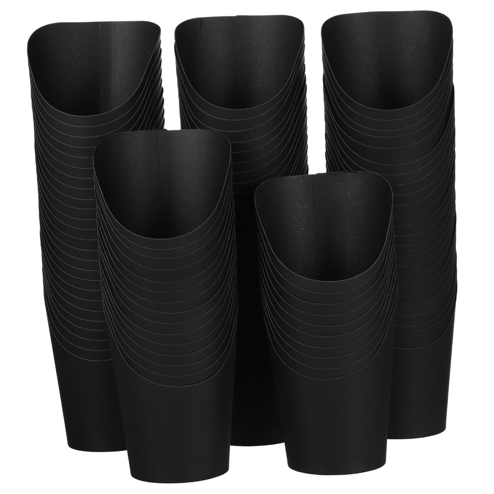 Ciieeo Coppette per Patatine Inclinate Nere 14oz 100 Pezzi in Carta | Apertura Obliqua, Capienza Ampia e Struttura Robusta, per Festa ed Eventi, Formato Monouso