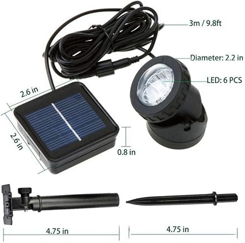 Miniatura 4 de Focos solares para exteriores, luz solar de estanque subacuático, lámparas sumergibles impermeables, proyector, foco de 6 LED, luz para pecera para