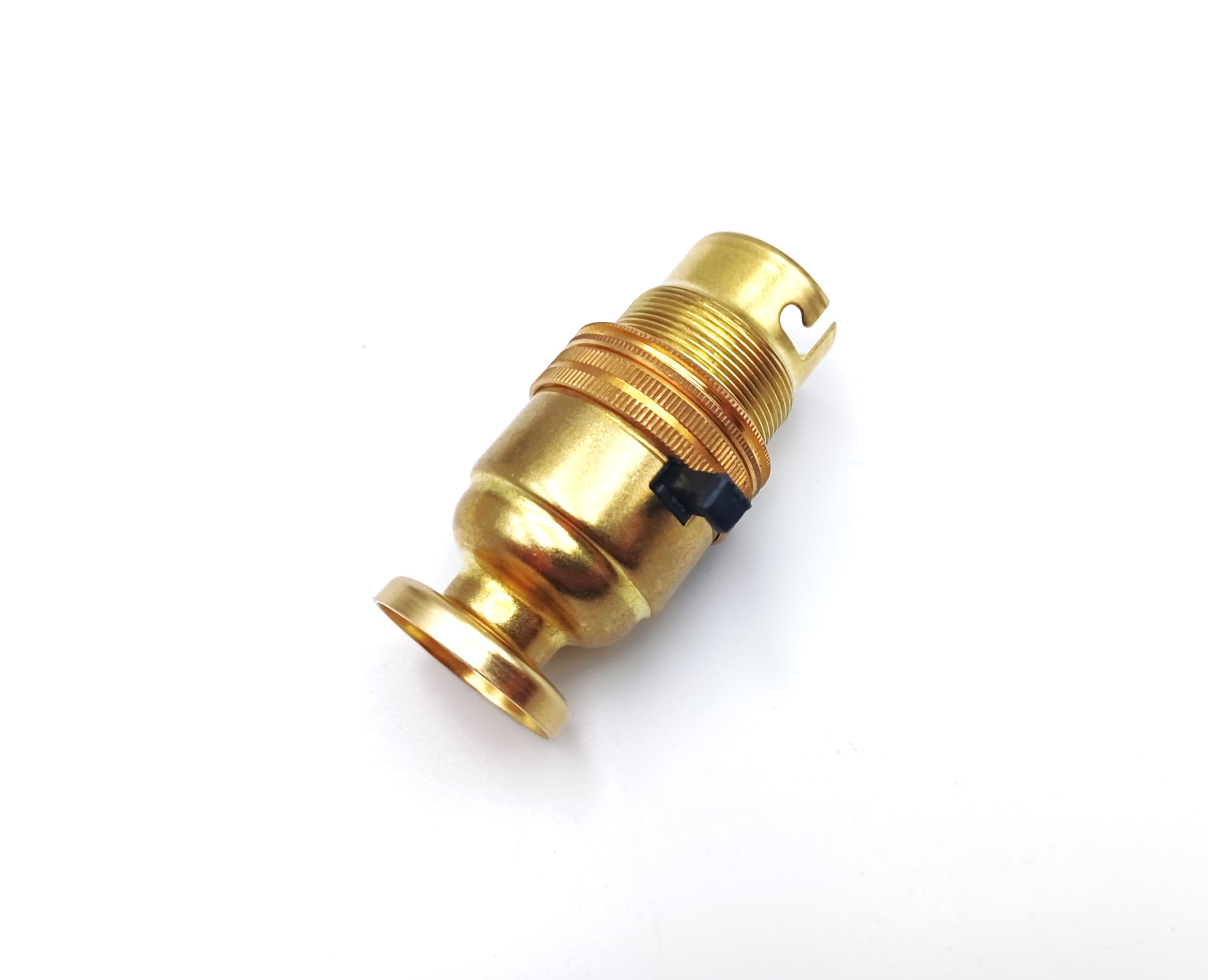 Switched Pedestal Lamp Holder B22 Brass Choice of Height (Small 63mm)