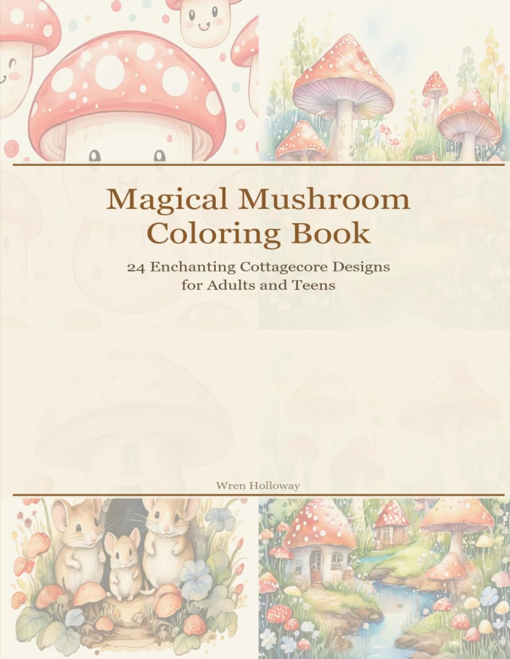 Magical Mushroom Coloring Book: 24 Enchanting Cottagecore Designs for Adults and Teens (The Inkwood Collection)