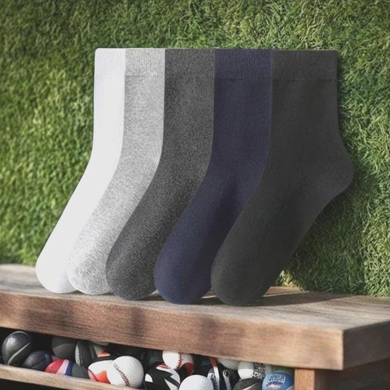 5-Pack Socks for Men Crew Socks Color Mixing - Soft Cotton Casual Mid-Calf Socks for Everyday Wear - Main Image