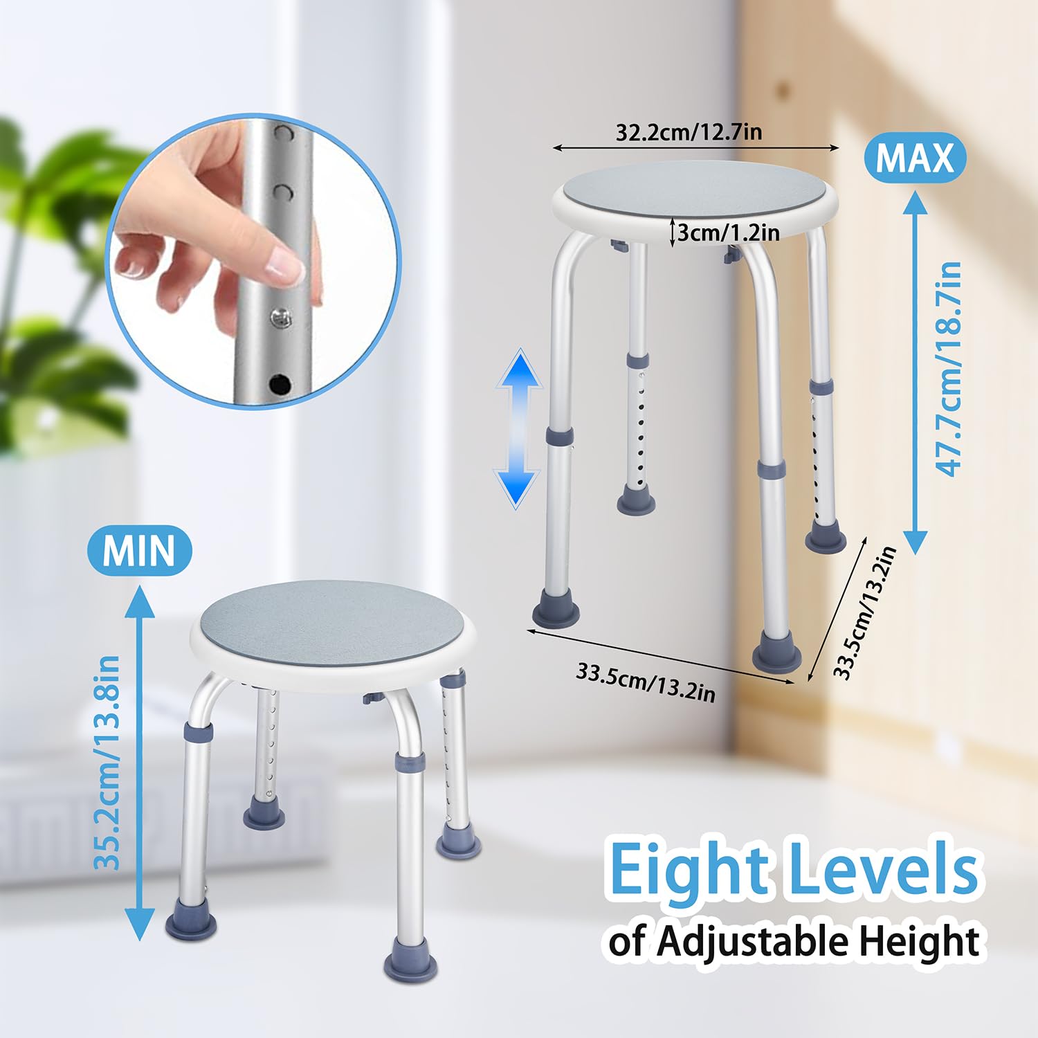 Asiento giratorio plegable y ajustable para baño, bañera, silla de ducha, taburete para ancianos y discapacitados, banco de transferencia de bañera para personas mayores para ducha interior (gris,