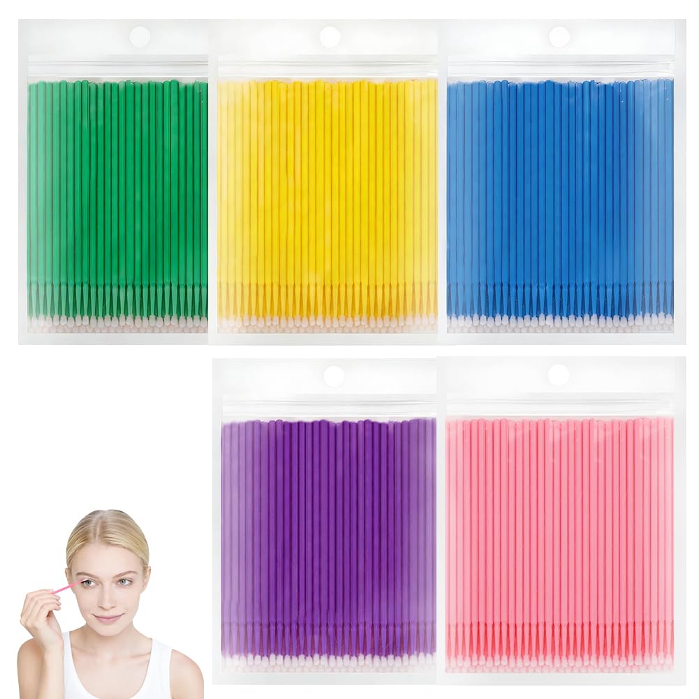 200 PCS Microcepillos Aplicadores, Cepillo de Micro Extensión Desechable, Ultrafeine Mic-robrush, para Extracción de Pestañas, Eliminación de Maquillaje, Nail Art and Painting, Limpieza, Rosa — view 10