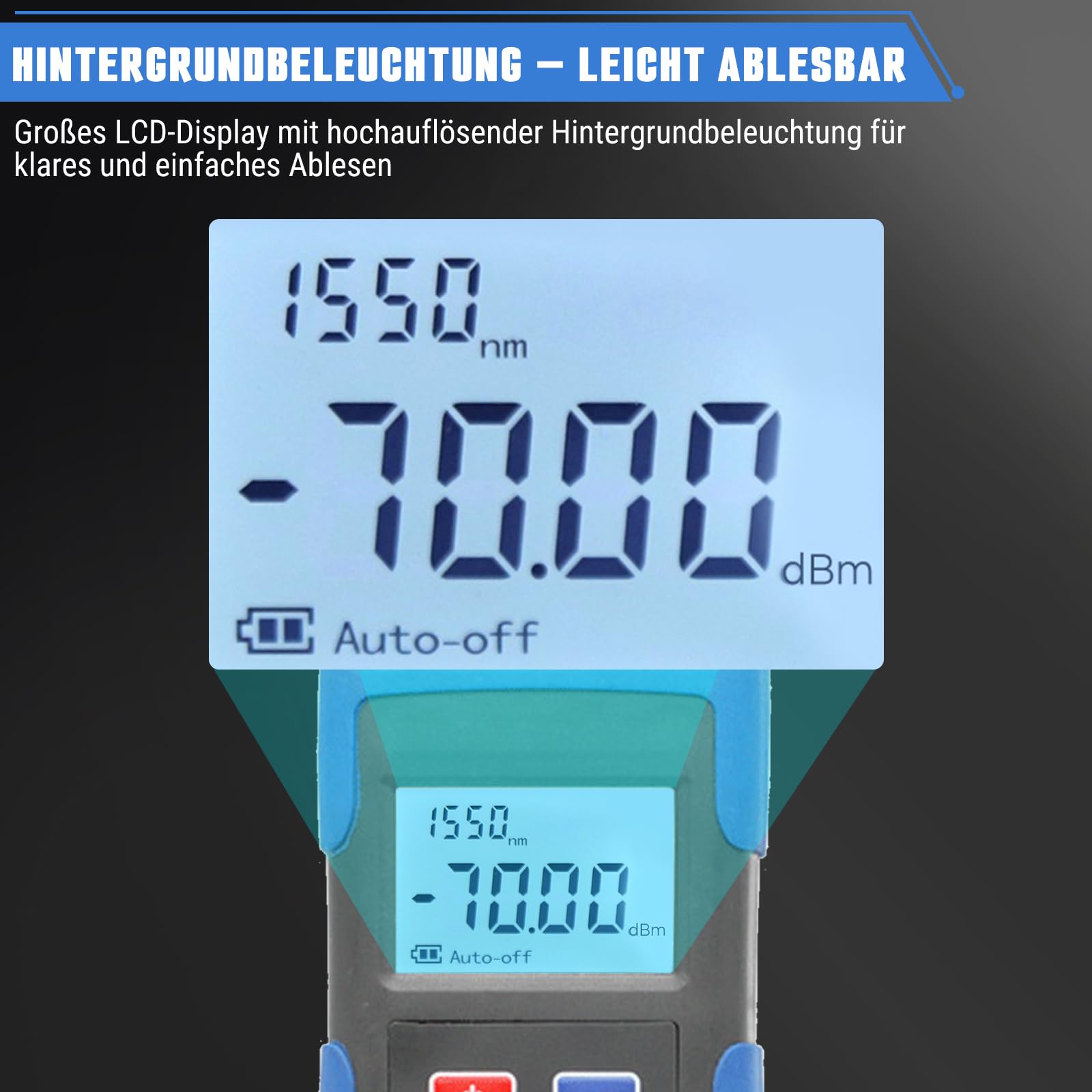 Glasfaser-Leistungsmesser Optischer Leistungsmesser -70-+10dbm 850-1625nm