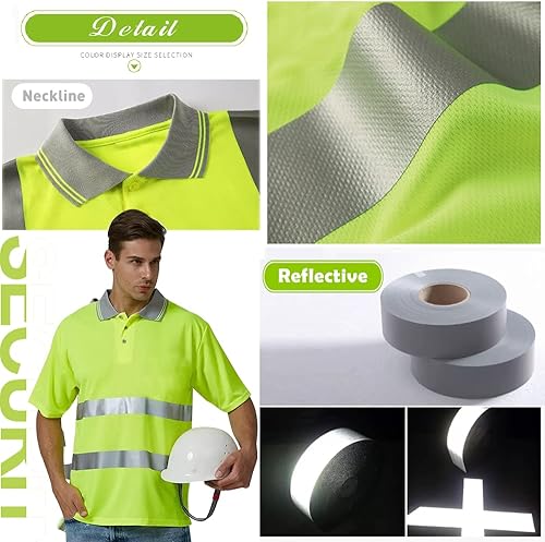 Miniatura 5 de Polo de seguridad de alta visibilidad con tiras reflectantes personaliza su logotipo Hola Vis camisa de manga corta