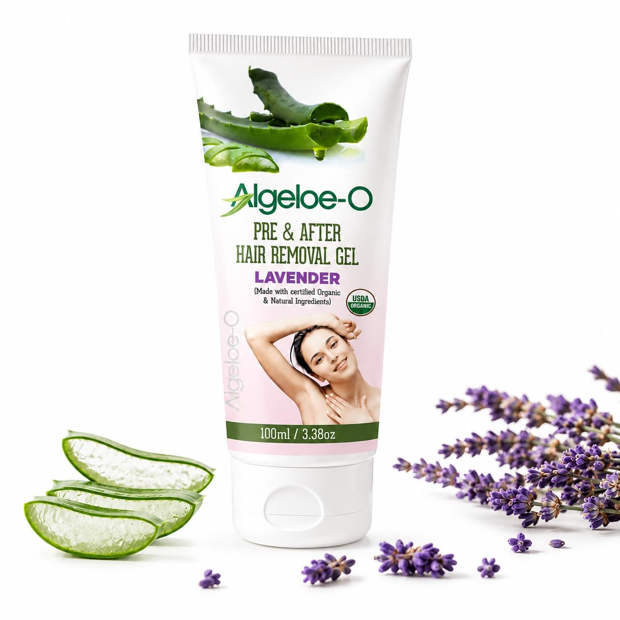 ALGELOE-O Gel Pre & After Hair Removal/Waxing Gel For Women | Pure & Organic, Soothes & Calms Skin Post Hair Removal (Lavender) All Skin Types- 100ml-image-7