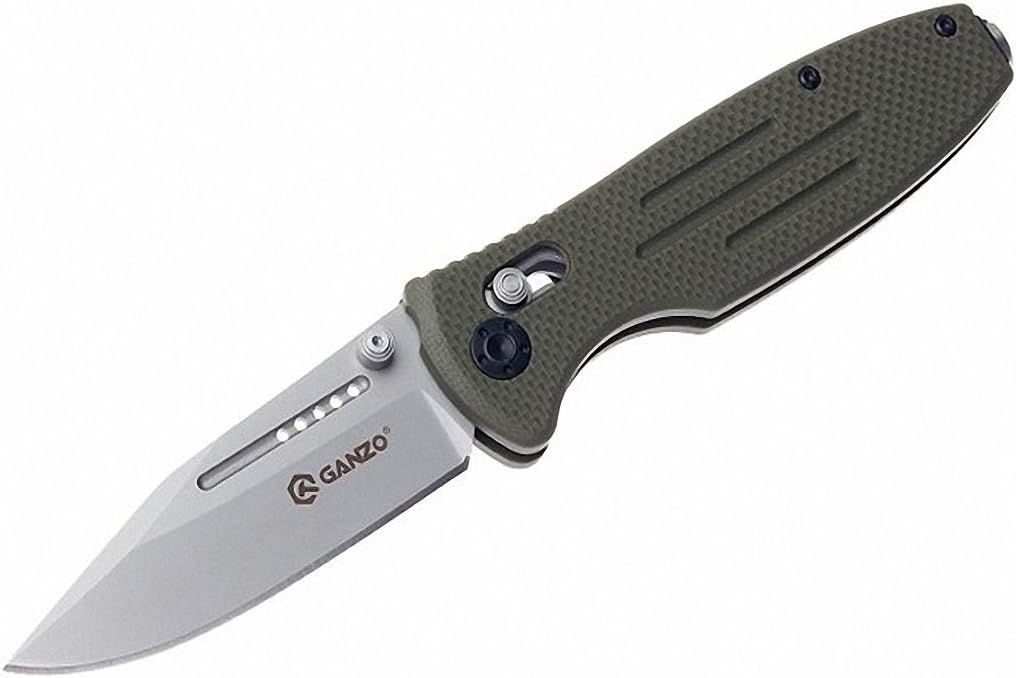 Ganzo G702-G G702 440C Blade Green G10 Handle Camping Survival Pocket EDC Folding Knife + Nylon Sheath