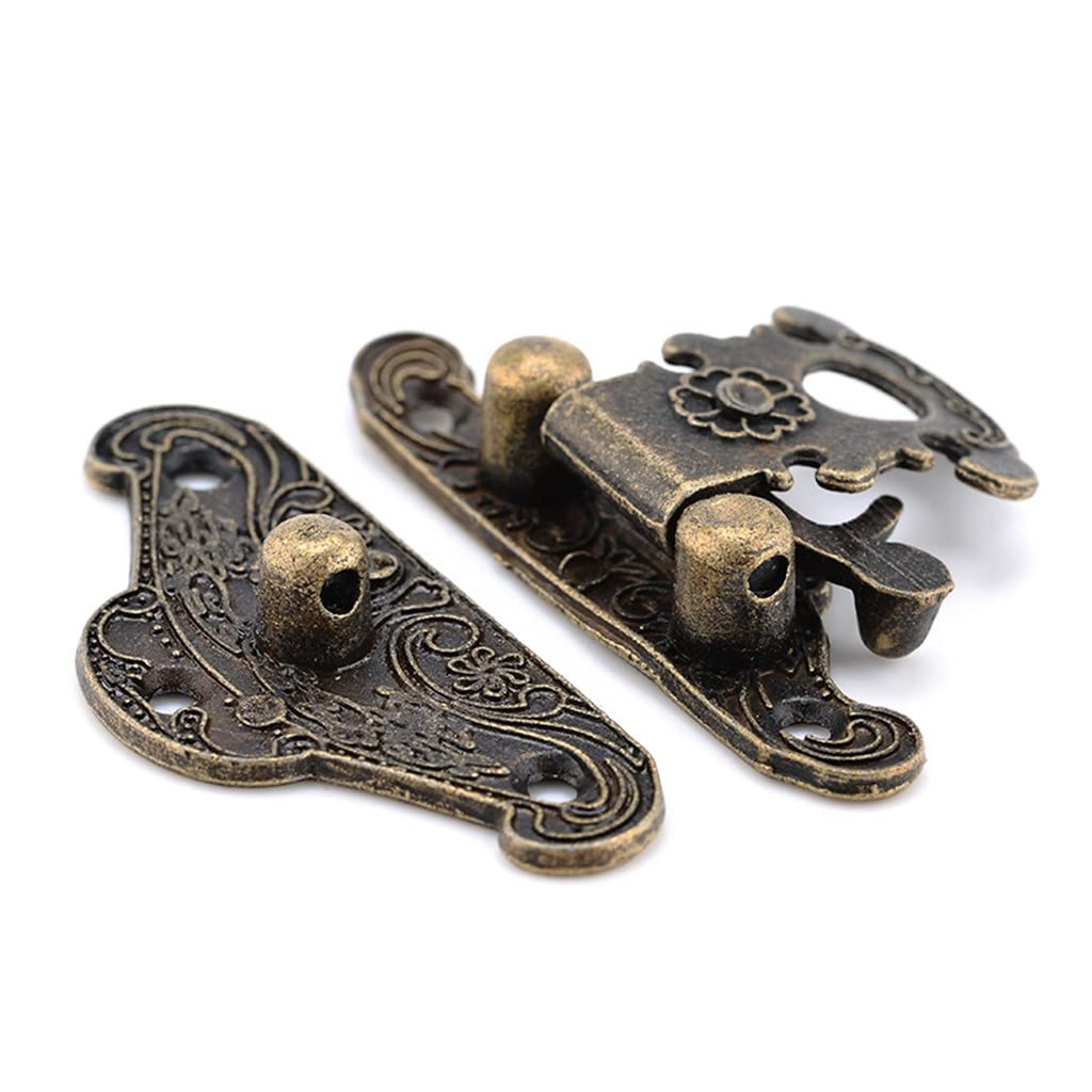 Cyrank Moraillon En Bronze Antique Avec Charnières, Loquets De Meuble