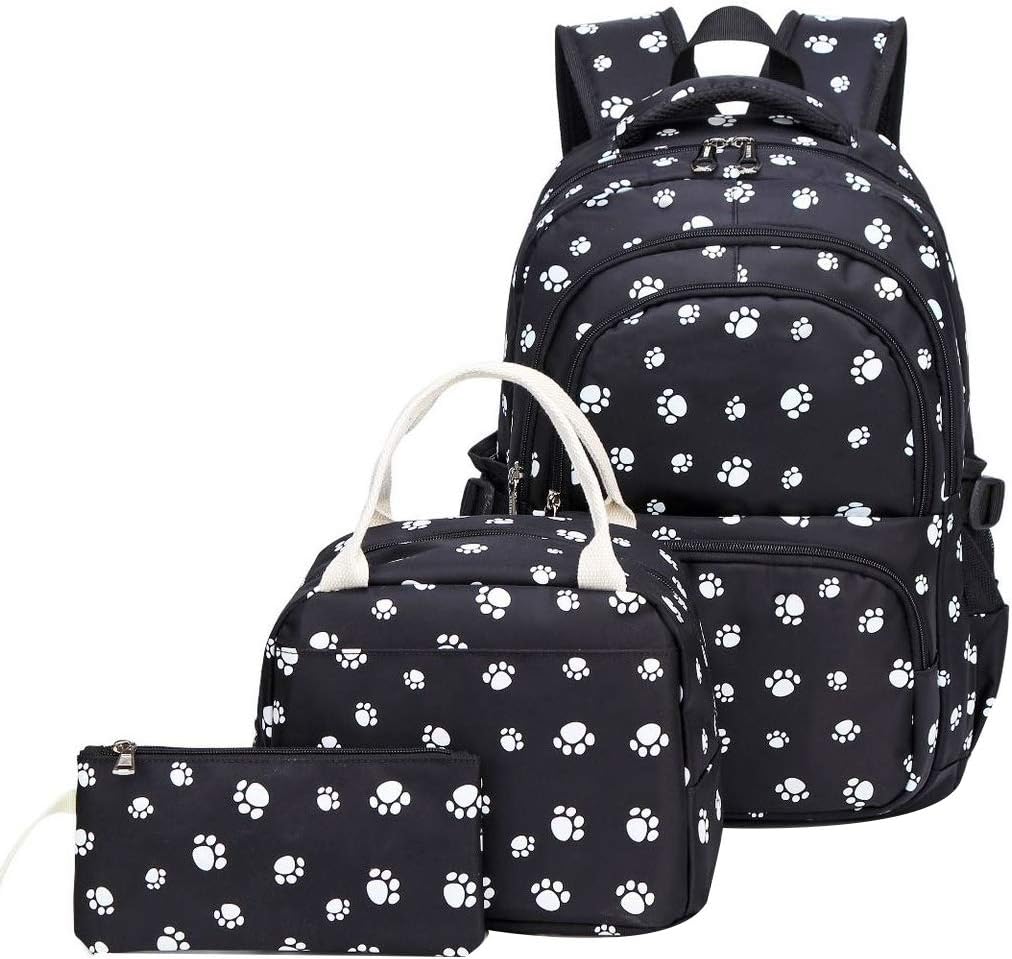 JiaYou School Backpack Dog Paw Prints Daypack For Teens