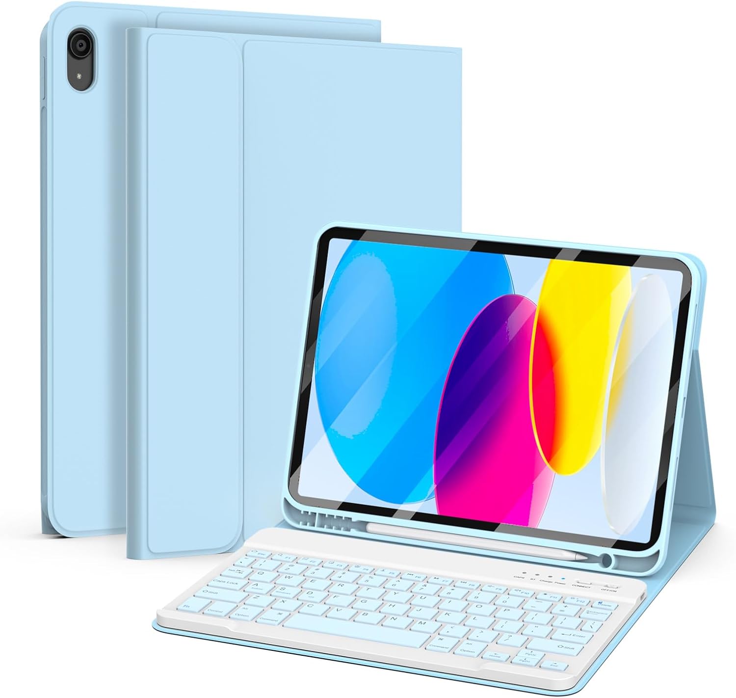 besky for iPad 11th 10th Generation Case with Keyboard - Detachable Bluetooth Keyboard Case with Pencil Holder for iPad 11-inch A16 2025 10th Gen 10.9 Inch 2022 (Blue)