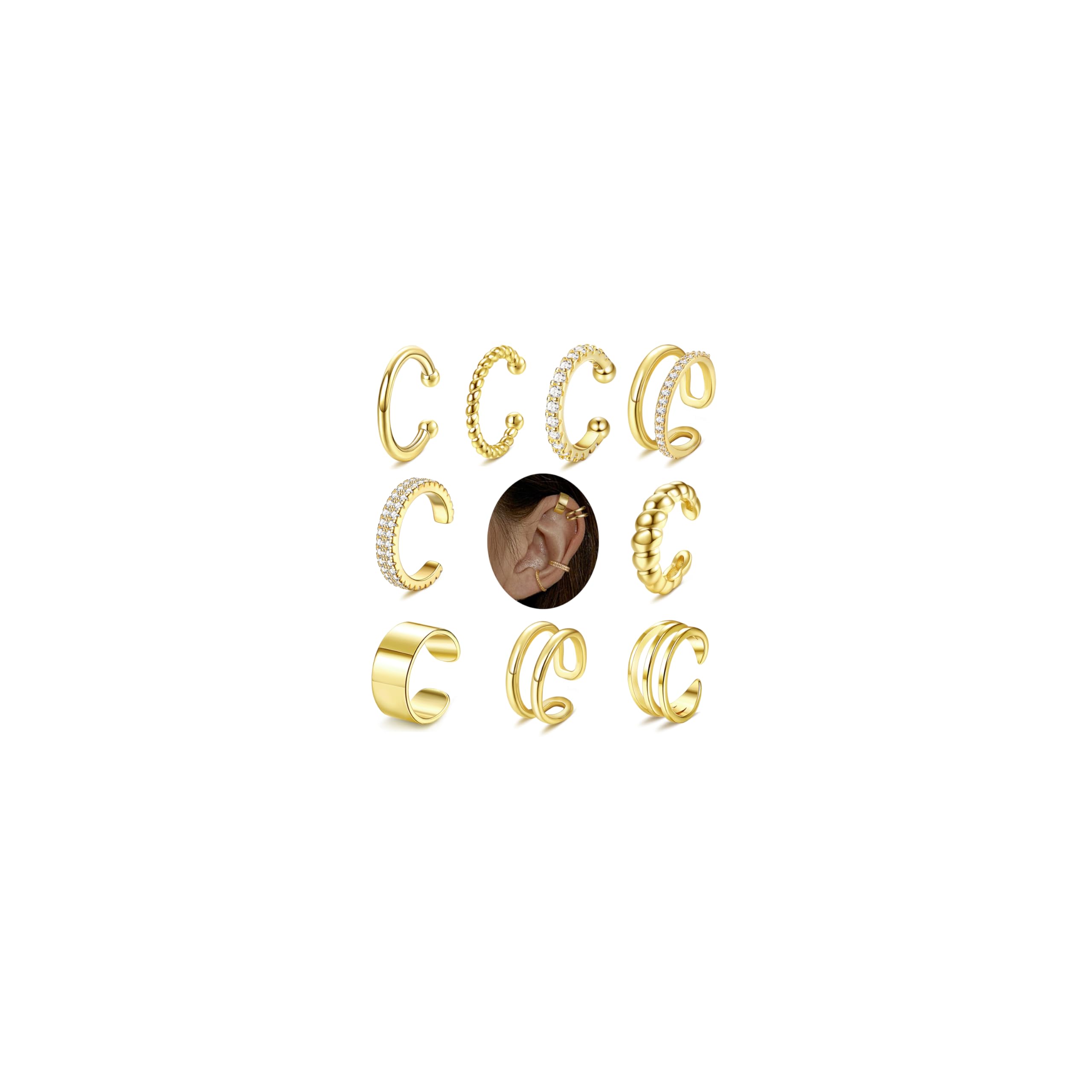 ORAZIO Oor Manchet 14K Goud Zilver Manchet Oorbellen voor Vrouwen Oor Manchetten Geen Piercing Nep Kraakbeen Helix Oor Wrap Oorbellen Goud Zilver Oor Manchetten Niet Piercing Nep Oorbel, Koper