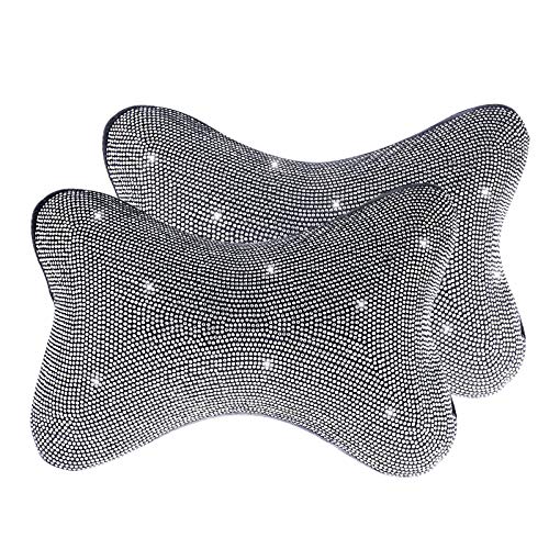 eing Bling Crystal Car Headrest Neck Cushion Cervical Support Travel Pillow Pad for Relieve Neck Fatigue Pain with Adjustable Elastic Strap,2 Pack/1Set