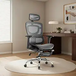 Cadeira De Escritório Ergonômica Mônaco Bt07 Luvinco Malha Respirável Com Suporte Lombar Adaptável Apoio Para Pés Retrátil Encosto Ajustável Seis Posições Suporta 200kg