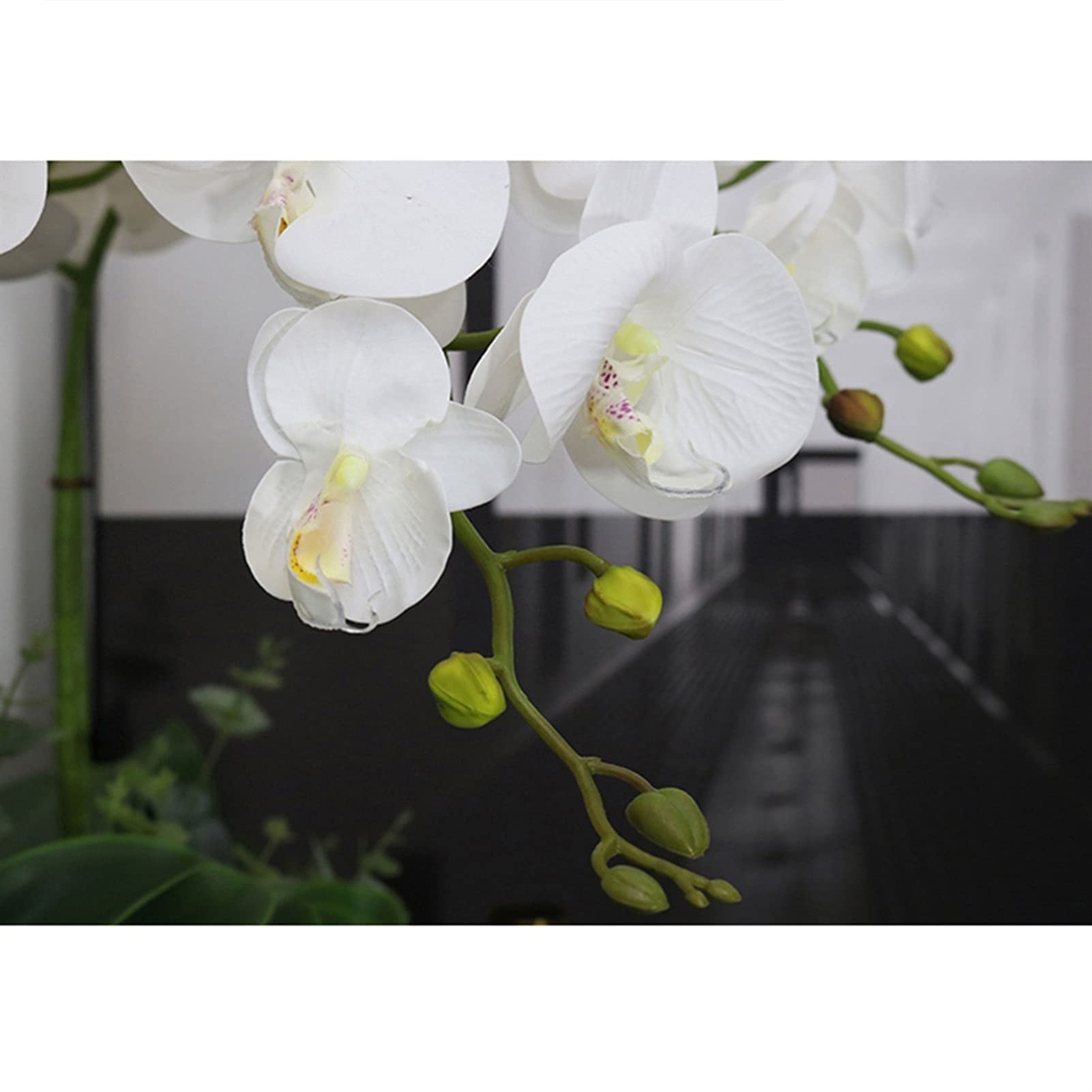 Kunstpflanze mit Übertopf Große künstliche Orchidee Anordnung Blume mit Goldener Vase, Faux Phalaenopsis Bonsai für Home Office Hochzeitsdekoration Ornament künstliche Blumenarrangements