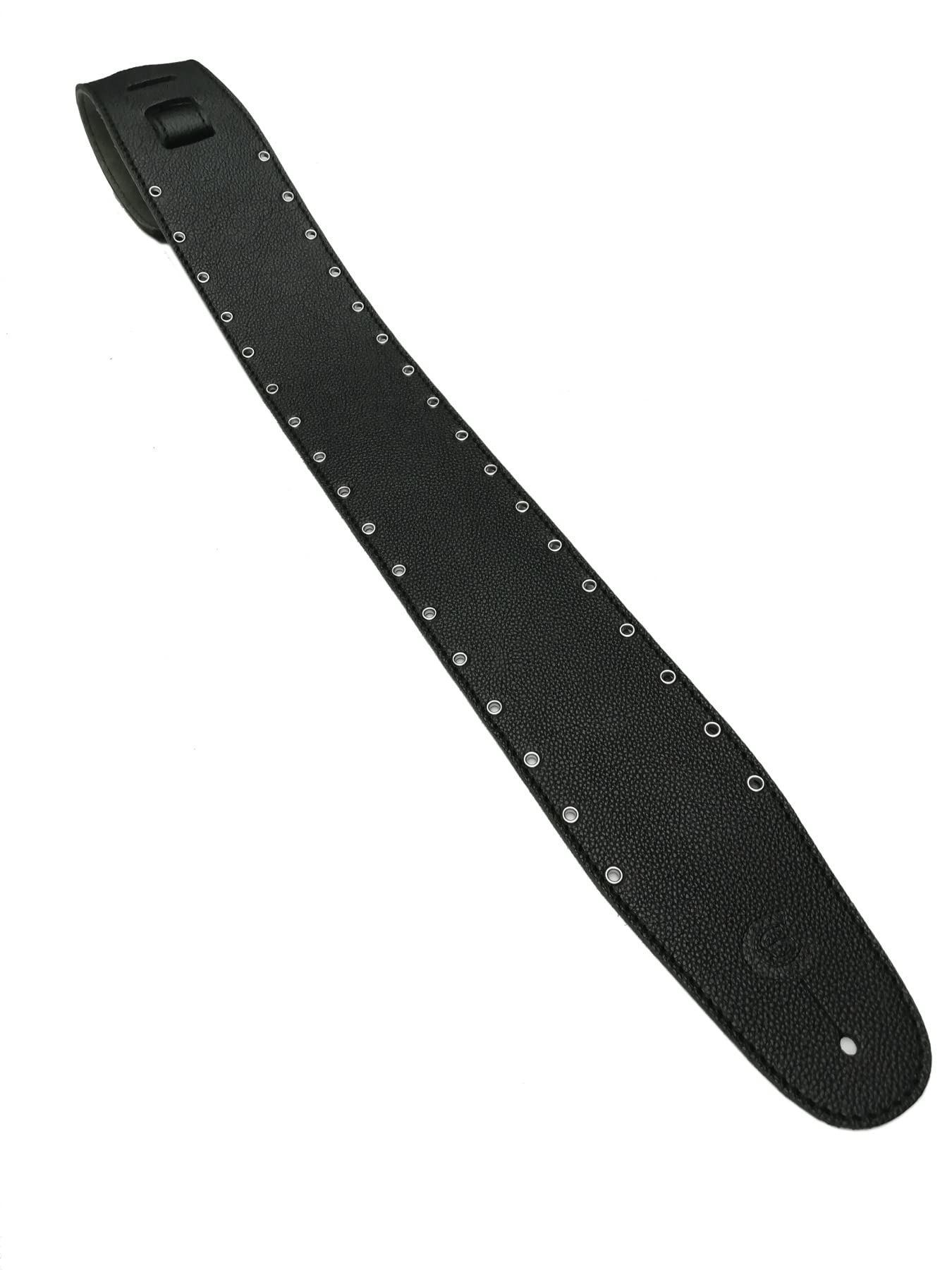 Custom StyleBlack Leather Guitar and Bass Shoulder Strap with Nickel Eyelets, Guitar Accessories