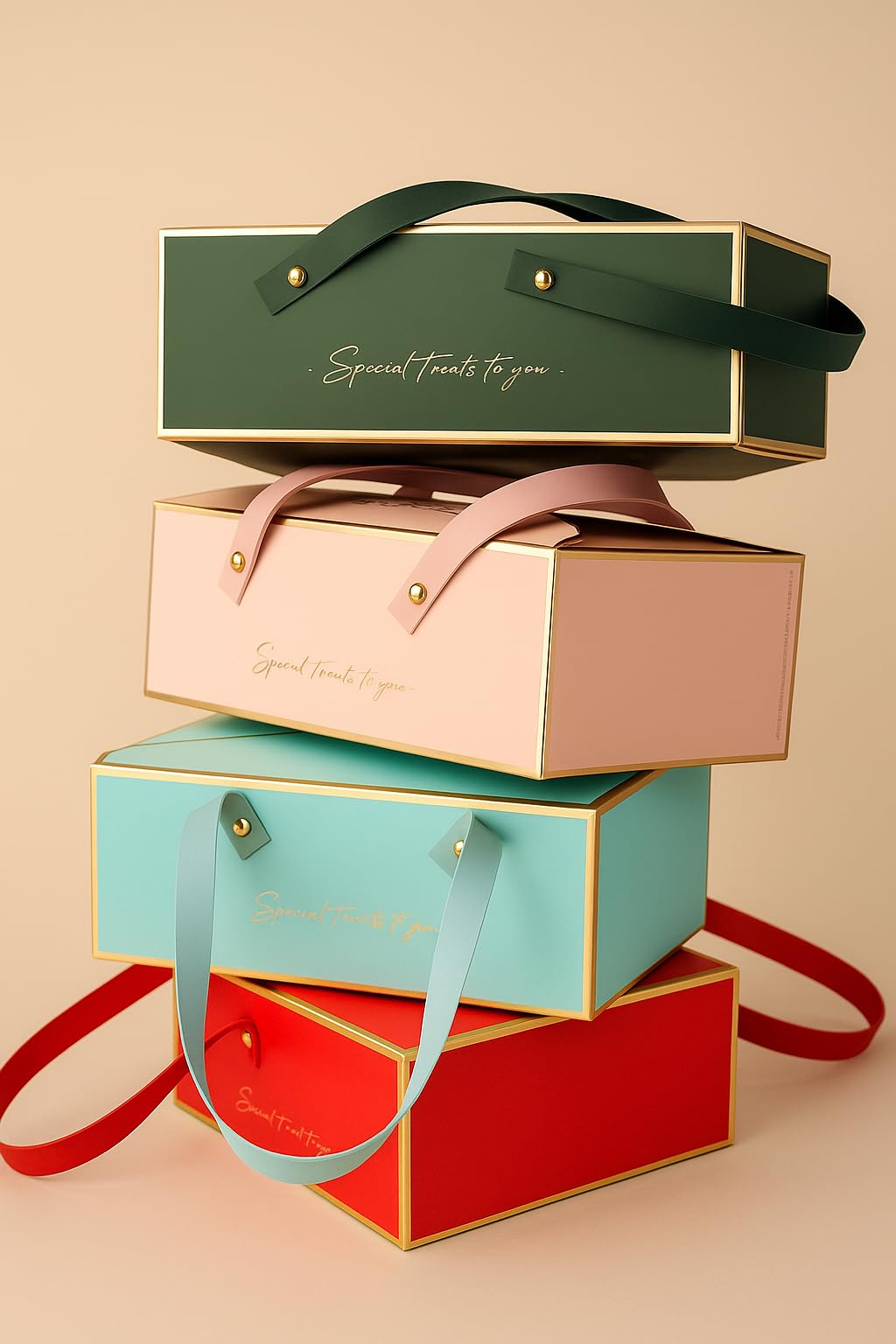 Hamper Box with Faux Leather Handle (2 PCS, 21.5 x 14 x 8 cm