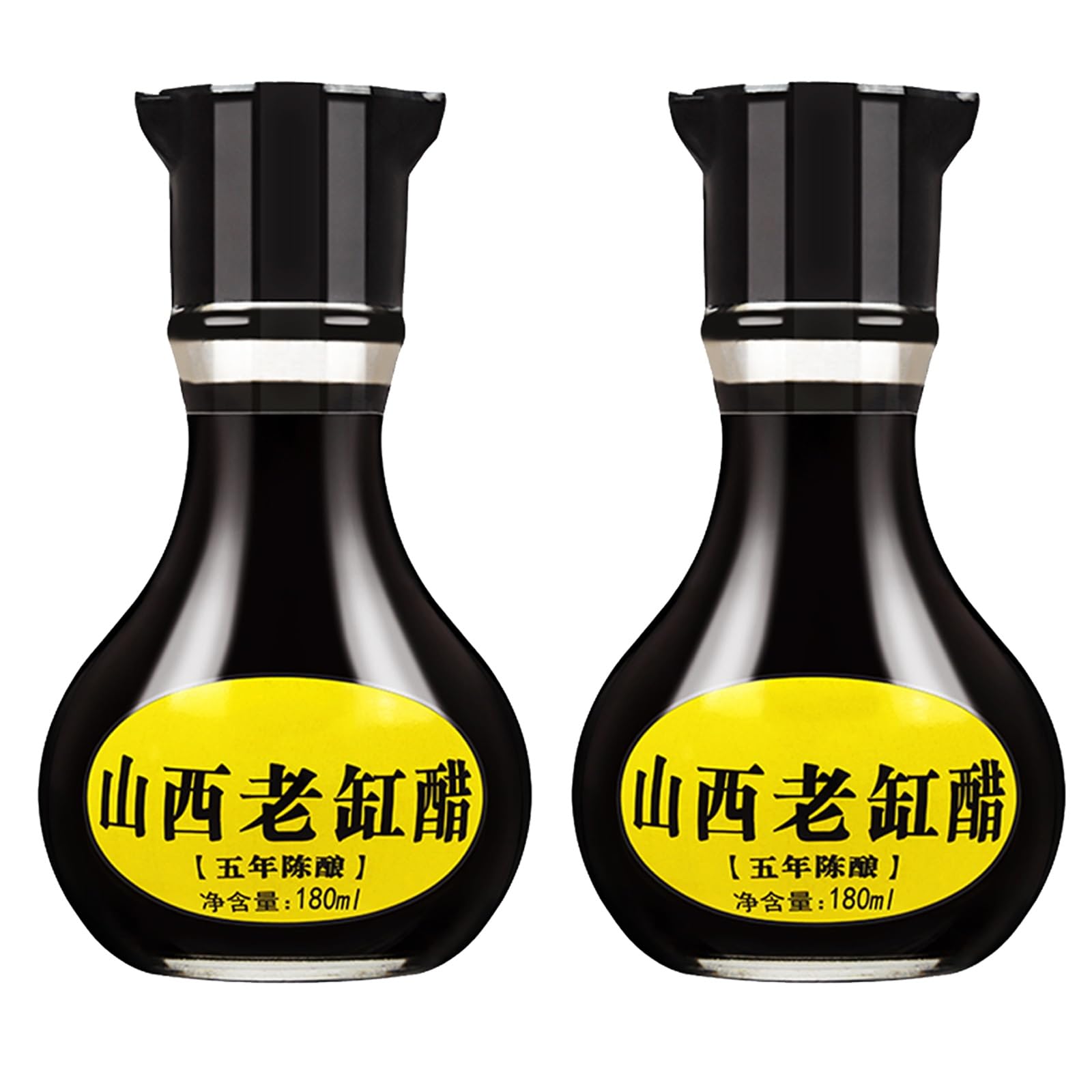 Vinaigre de Shanxi Affiné 5 Ans, 180 Ml (6,1 Fl Oz), Vinaigre Noir Chinois Fermenté Naturellement, Riche et Acidulé, Idéal pour Tremper et Cuisiner.