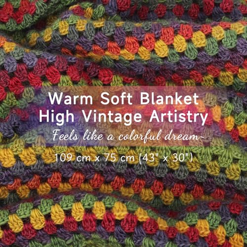 Image of Aeelike Crochet Blanket Kit for Adults,Vedio Tutorial,Wool Yarn 10 Skeins | Wool Blend Yarn,Vintage Ombre Rainbow,Step-by-Step Tutorial,Make a Warm Cozy Blanket, Ideal Craft Gift for Crochet Lovers