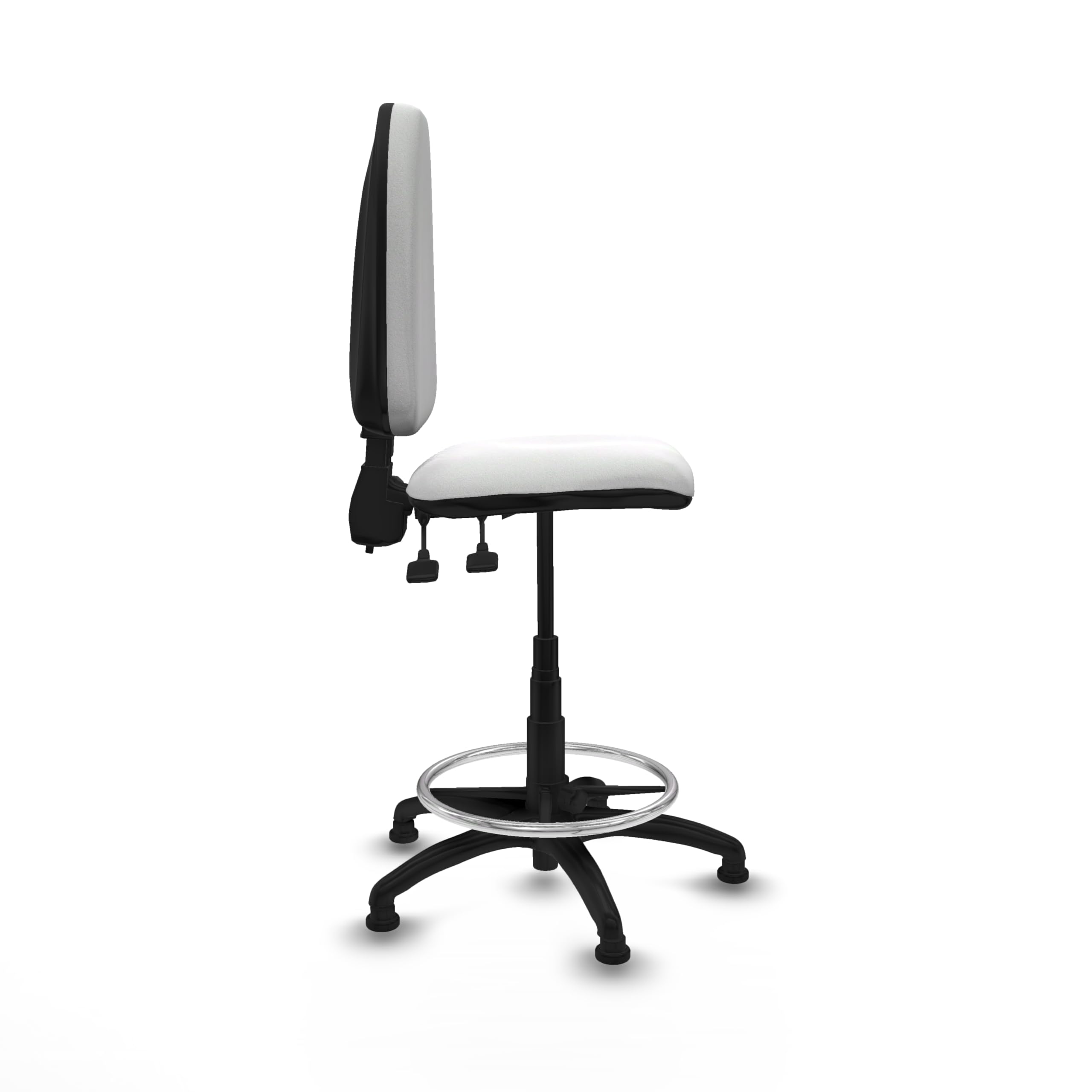 Piqueras y Crespo Taburete Aýna Taburete Alto de Oficina con Ruedas, Ideal como Taburete Taller mecánico y Taburete para Escritorio, con Respaldo Regulable en Altura