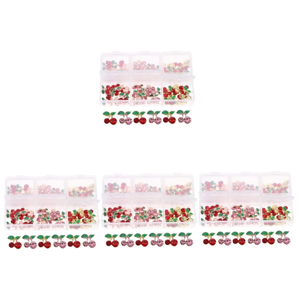 Healvian 240 Piezas accesorios de arte de uñas de diamantes de imitación decoración uñas decoraciones uñas cristales de uñas de cereza joyas de uñas de cereza pedrería gemas de uñas clavos