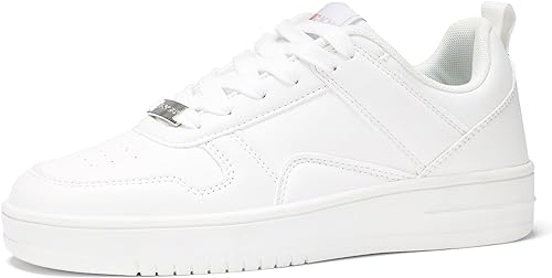 STEP Baskets Mode Femme Tennis Blancs Basse en Cuir avec S LUCKY