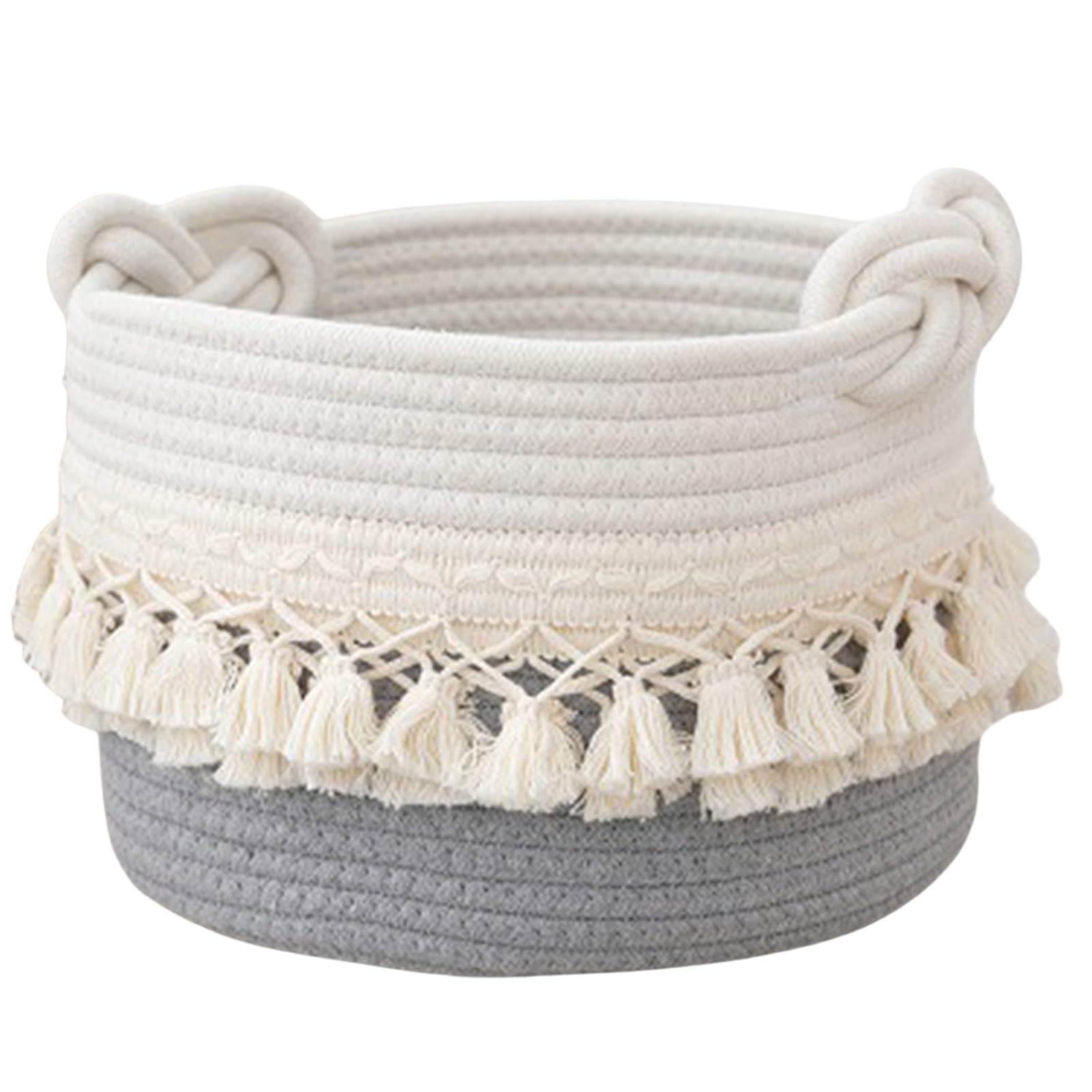 Yhplxyuus Cotton Rope Storage Basket Space Saving Cotton Rope Basket Storage Container with Tassels for Modern Homes Bedroom