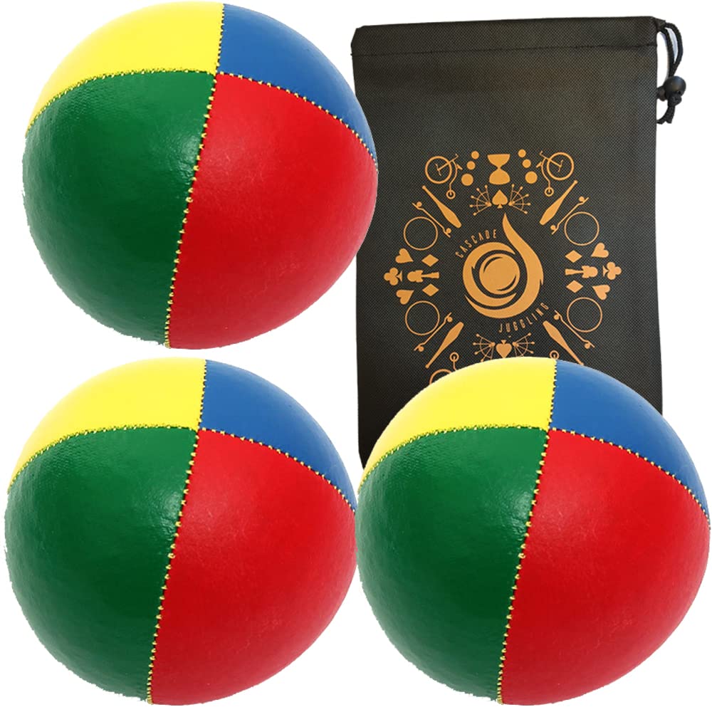 Cascade Juggling3 x Pro XL 180g Balls - Large Sized Quality Thud Balls & Bag - Set of 3 Balls (Multicoloured)