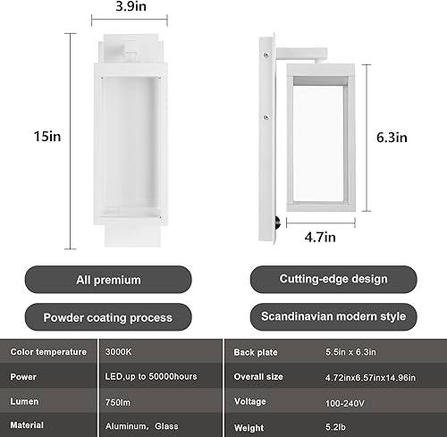 Miniatura 6 de Lámpara LED de pared con sensor de movimiento, lámpara de pared para exteriores, impermeable, con pantalla de vidrio transparente, lámparas de pared