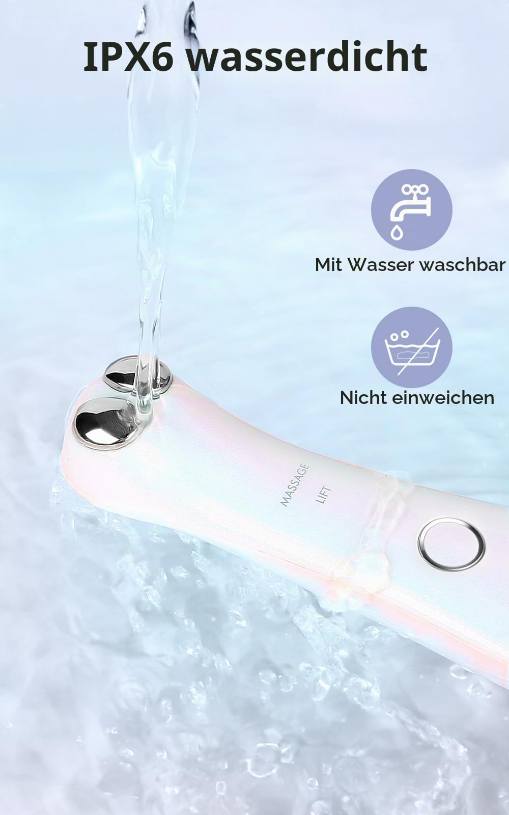 TOUCHBeauty Augenmassagegerät EMS,Antifalten Augenmassage mit Beheizte und Vibration,Anti Aging Massagegerät Wiederaufladbar 2 Massagemodus für Tränensäcke, Dunkle Kreise, Schwellungen AG-1883（Weiß）
