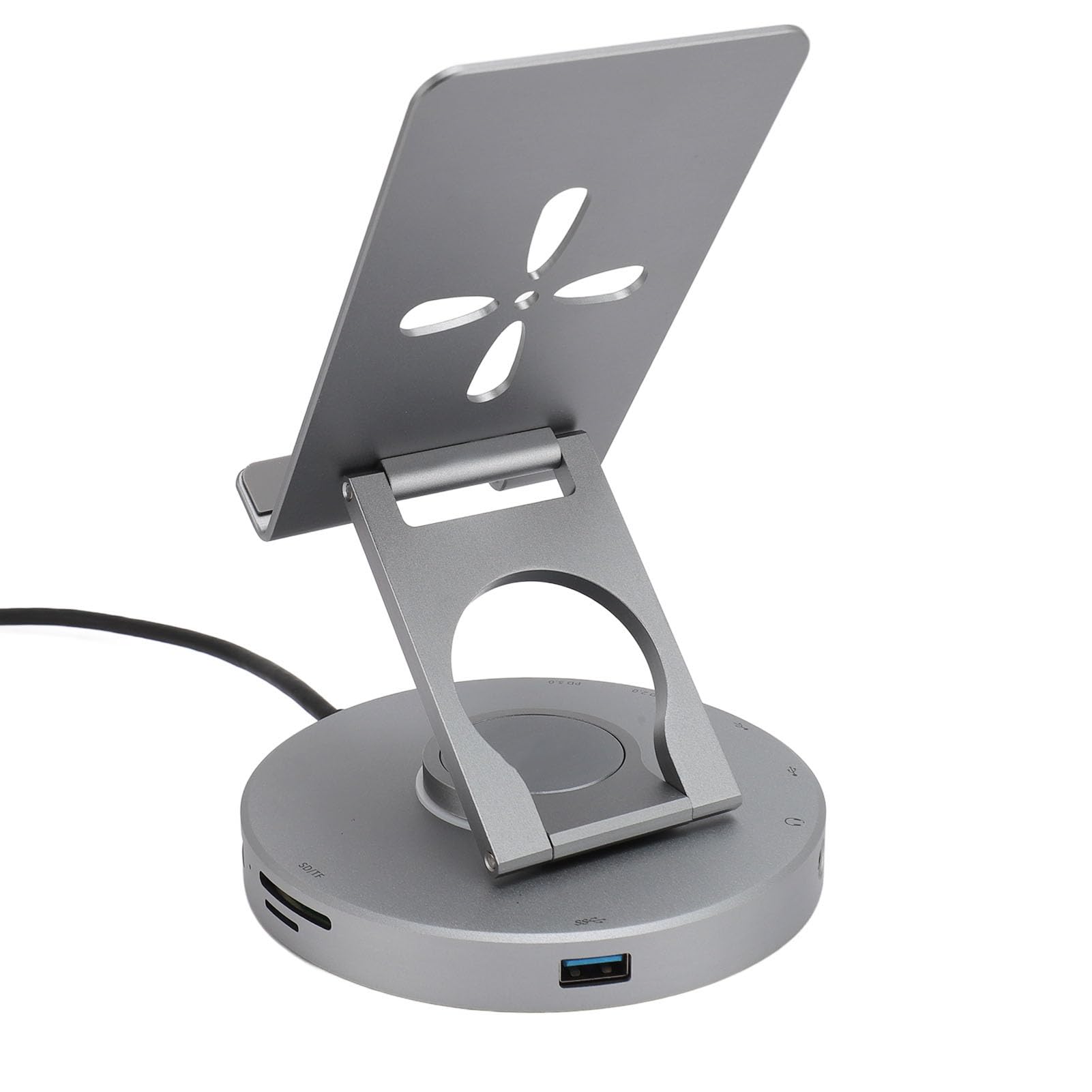Podstawka USB C Hub 10 W 1 z obrotową stacją dokująCą do Laptopa o 360°, Składanym Uchwytem na Telefon, Czytnikiem Kart SD 4K USB 3.0/2.0 100 W PD do Tabletu i Urządzenia Steam