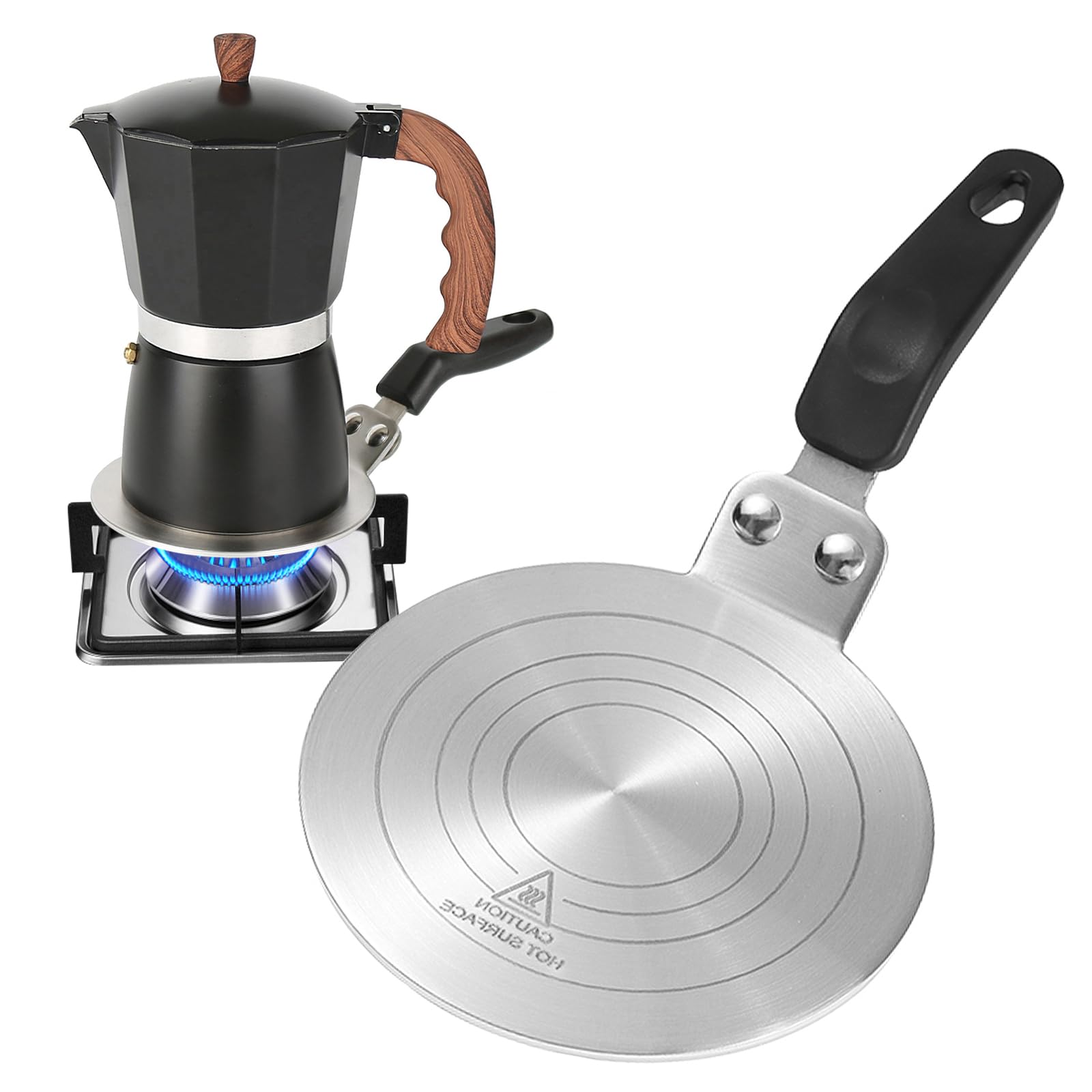 Adaptador de Placa de Inducción de 13 cm para Cafeteras y Utensilios de Cocina - Disco de Difusión de Calor de Acero Inoxidable para Uso en Placas de Inducción