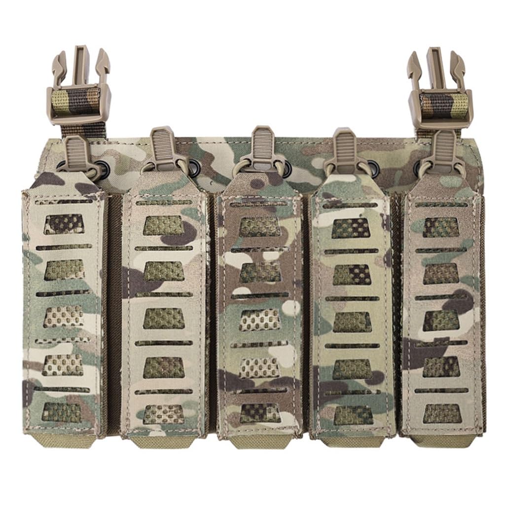 WLXW Tactical MP5 MP7 Magazine Pouch With Hook Backing＆Elastic Retention Straps For Airsoft Hunting Vest Chest Rig Accessories(CP)