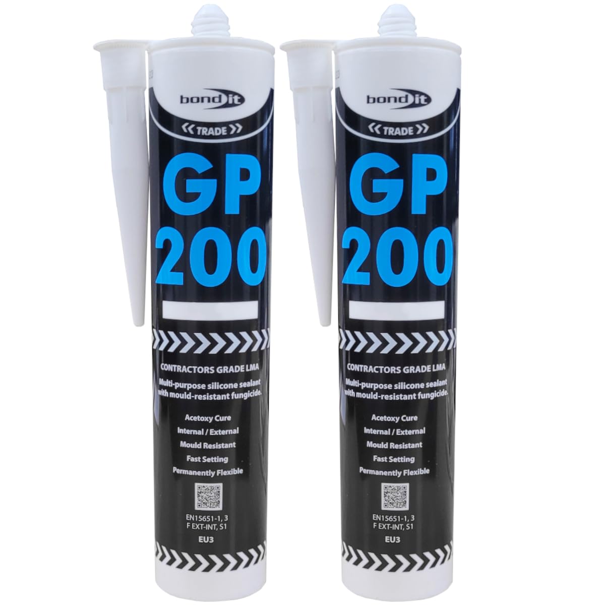 (PACK OF 2) BLACK Silicone Sealant Bond it GP200 mould resistant bathroom glazing sealant