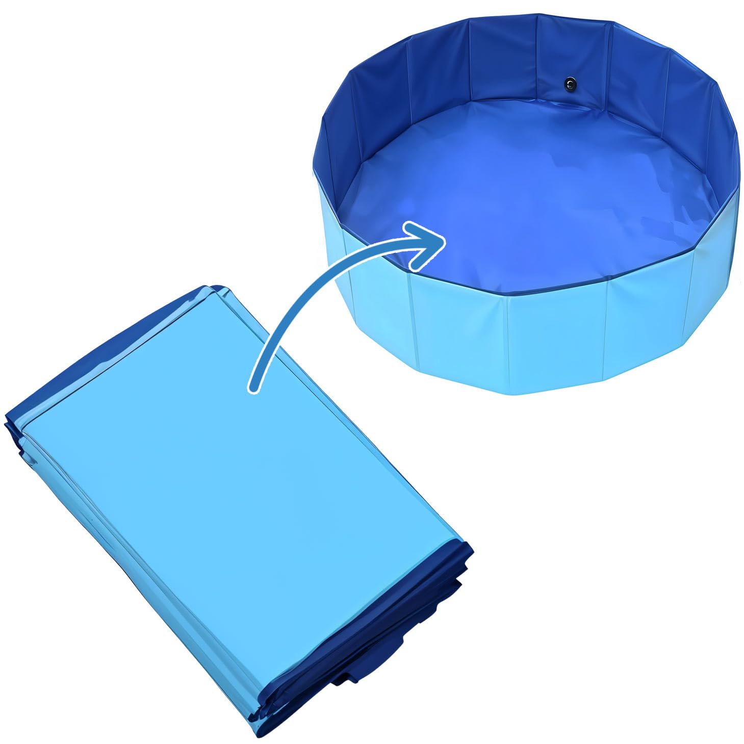 Piscina per cani Dexter, 80 x 20 cm, pieghevole per cani e animali, capacità 100 l, fondo antiscivolo, blu