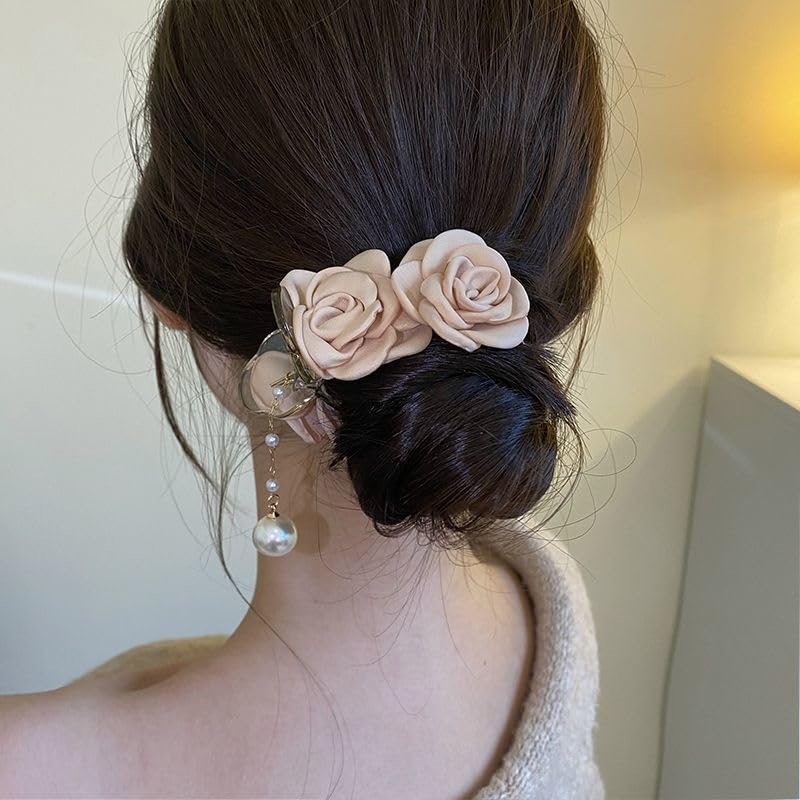 Miniatura 4 de Agirlvct Paquete de 3 pinzas para el cabello, pequeñas, de 1.61 pulgadas, pinzas para el pelo de flores para coleta alta, pinzas para el pelo de