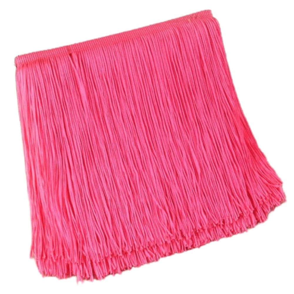 Blausky 10 cm x 5 m Wide Tassel Fringe Trim Dance Fringe Cut Fringe Silky Fringe Ribbon Decorative Ribbon Fringe Trim Ribbons for Sewing, for Latin Dress Lingerie Curtains, Rose C
