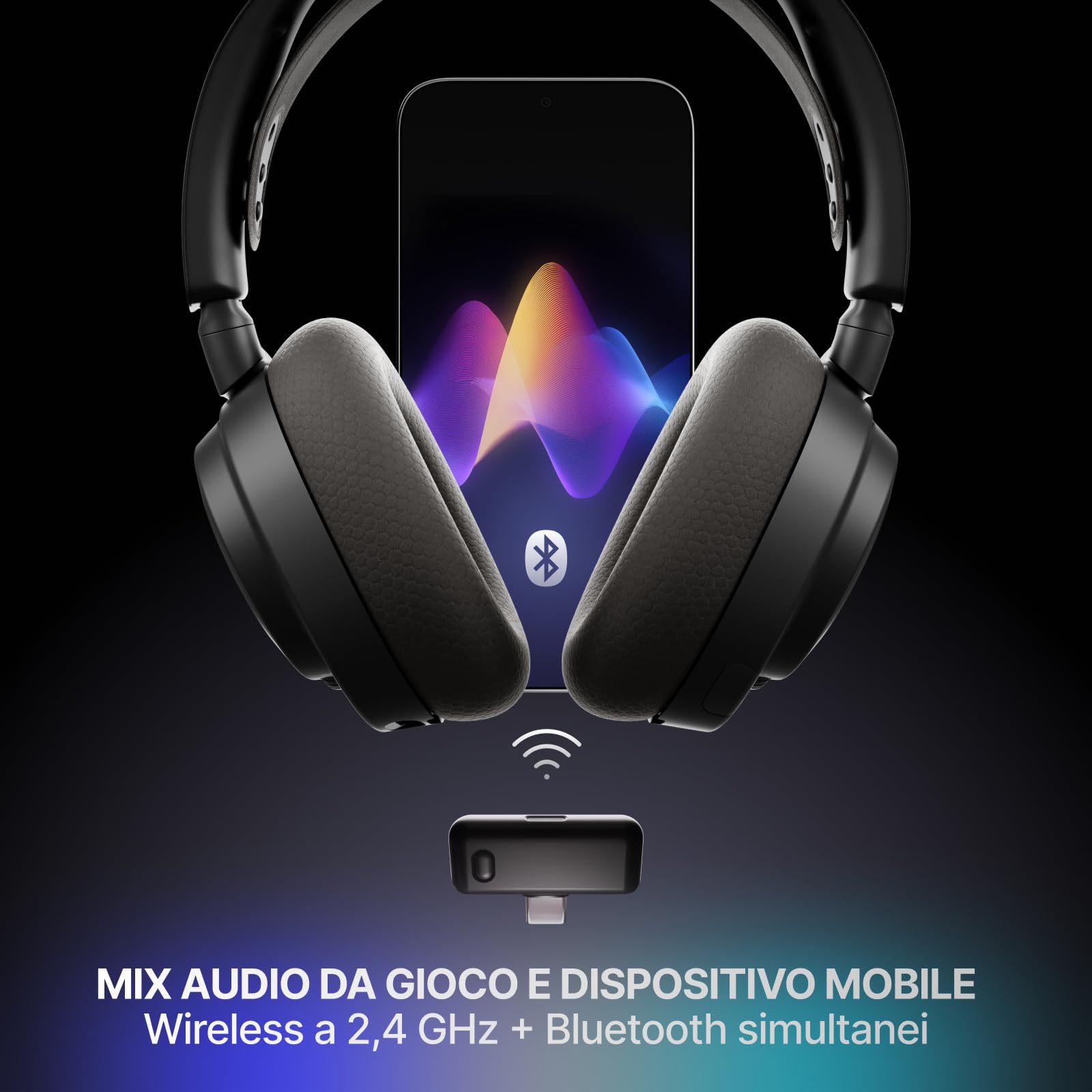 SteelSeries Arctis Nova 7 Wireless Gen 2 - cuffie da gioco - Controllo app in tempo reale - Oltre 50 h - Driver magnetici al neodimio - Mixabile 2,4 GHz/Bluetooth - PC, PS5, PS4, Switch 1/2, Mobile