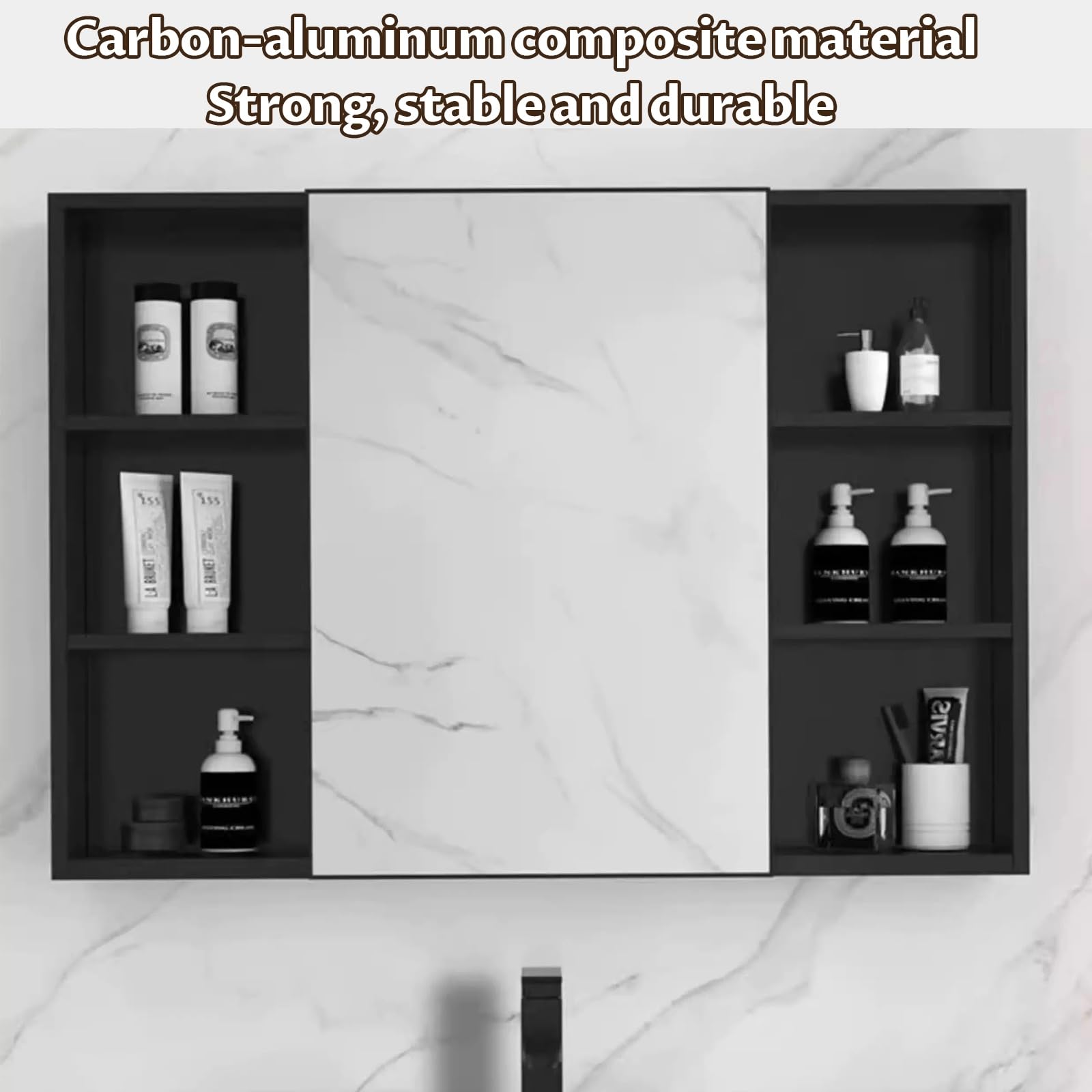 Armadietto a specchio da bagno con mensola portaoggetti in alluminio, facile installazione, scomparto aperto, elegante design bianco, 70 x 65 x 11 cm, perfetto per organizzare gli oggetti essenziali.