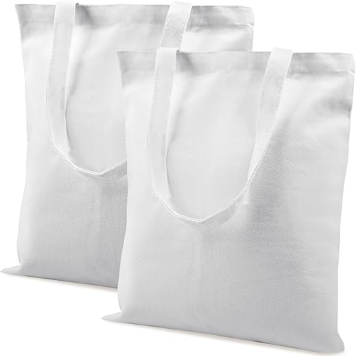 Vaktop Jutebeutel, 40x35cm Stofftasche, 2 Stück Baumwolltasche Unbedruckt, Stofftaschen zum Bemalen, Stoffbeutel Einkaufstasche mit Zwei Langen Henkeln für Sport, Shopping, Lebensmittel