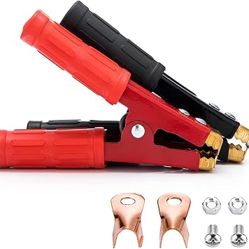 2PCS Battery Alligator Clips Battery Charger Clamps Replacement Heavy Duty Jumper Cable Clamps Suitable for Car Auto Vehicle Boat Red & Black 1000A