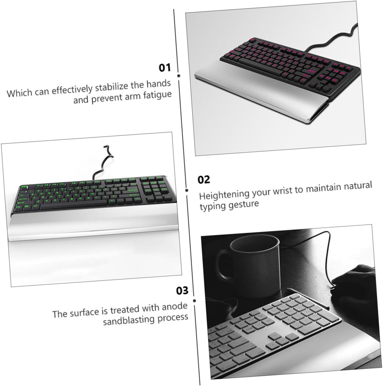 Aluminum Alloy Keyboard Wrist Pad Ergonomic Keyboard Gaming Hand Rest Wrist Pad for Keys Mechanical