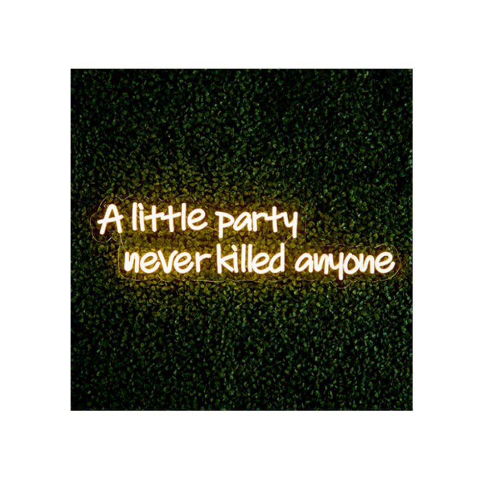LED Neon Wall Garden Sign - Indoor/Outdoor Decorative Light (Warm White, A Little party never killed anyone)