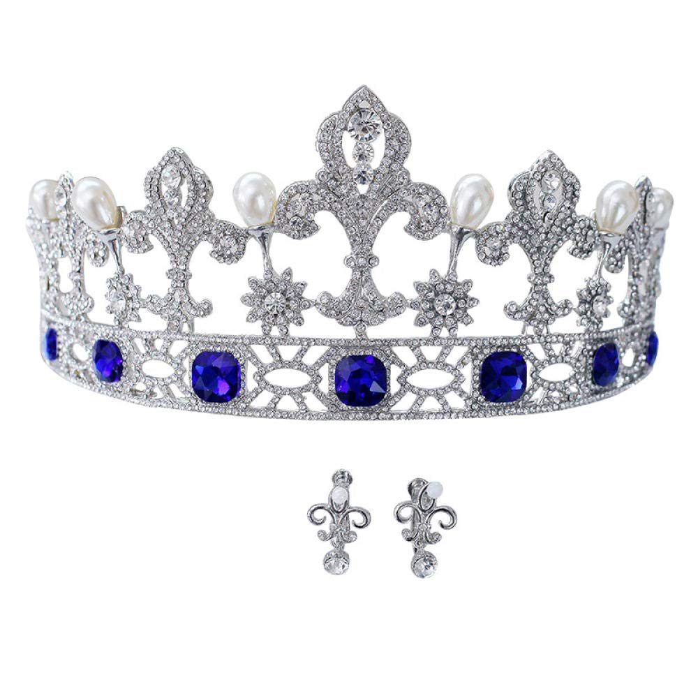 Tiara, stop strasu, Bridal Crown, ozdoba na głowę, perła, kwiat, europejska, niebieska, prosta, modna, wesele, ozdoba do włosów, w stylu vintage, opaska na czoło na imprezę