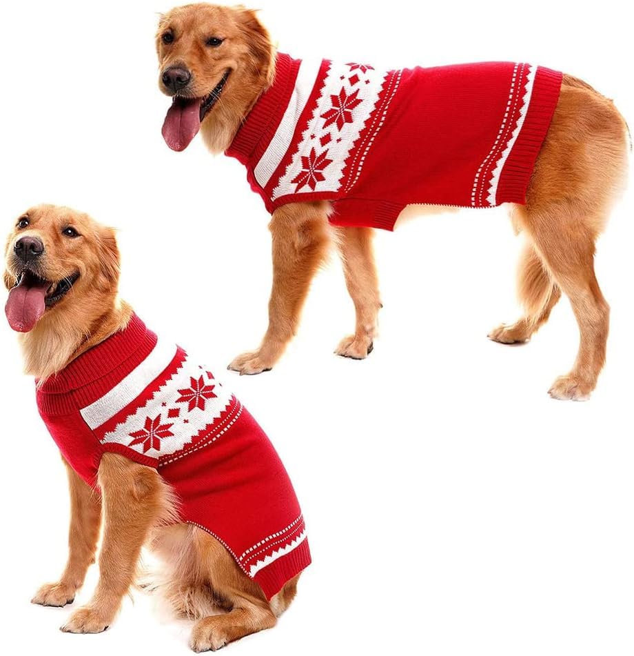 Image of Mihachi Dog Sweater - Winter Coat Apparel Clothes with Colorful Stripes for Cold Weather, Red SM