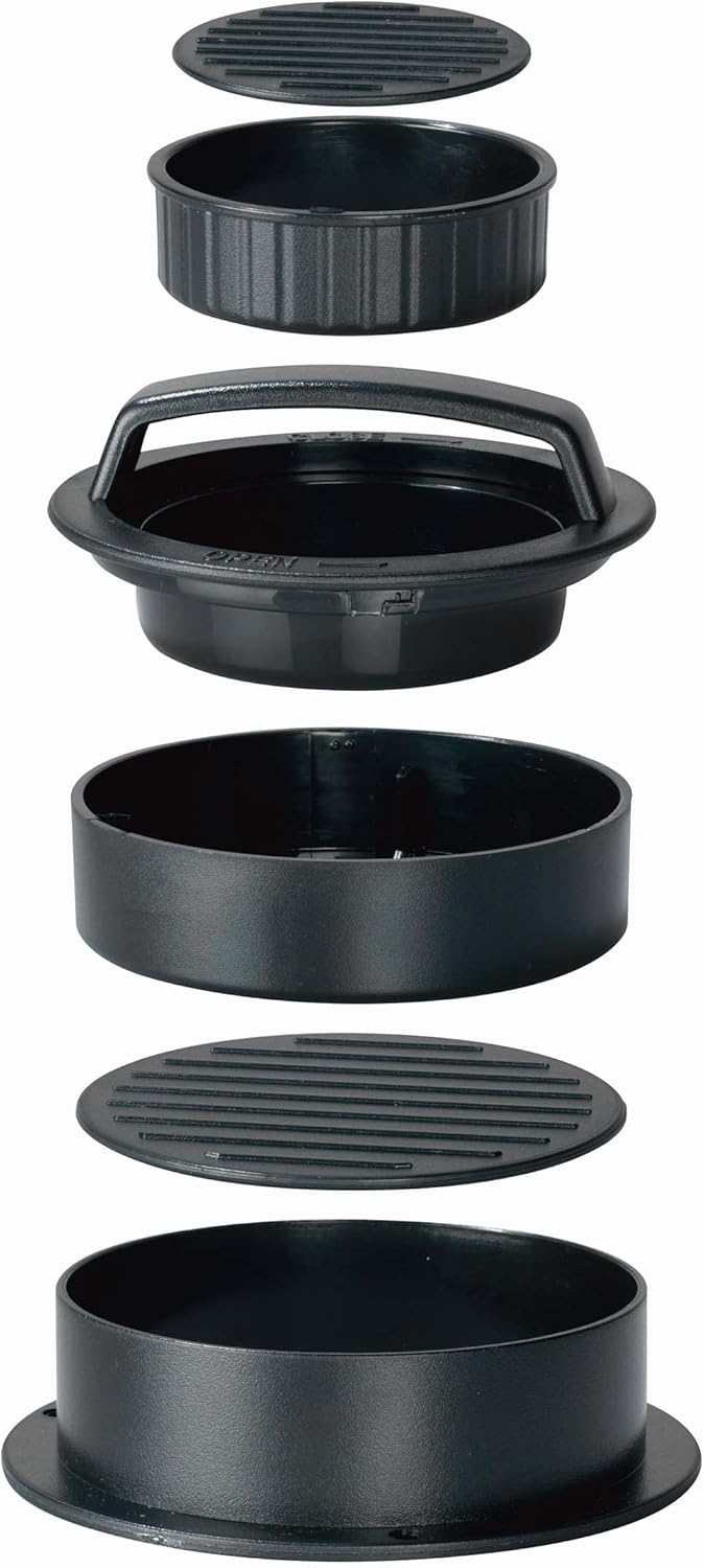 Lacor - 60259 – Multi Mould for Homemade Burgers, 6 Removable Pieces for Making Burgers, BPA Free, Includes 60 Units of Non-Stick Paper, Diameter 12.5 x 6 cm, Black