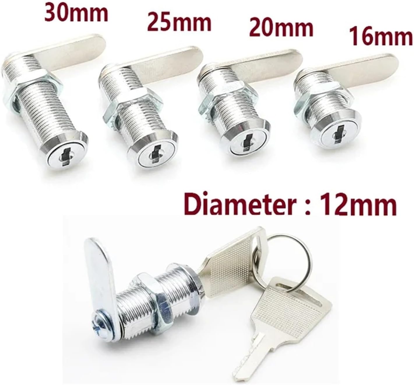 Mini Cam Lock with 2 Keys Diameter 12mm Zinc Alloy Easy Installed for Cabinet Drawer Furniture Hardware G1 1Pcs(Length 20mm)
