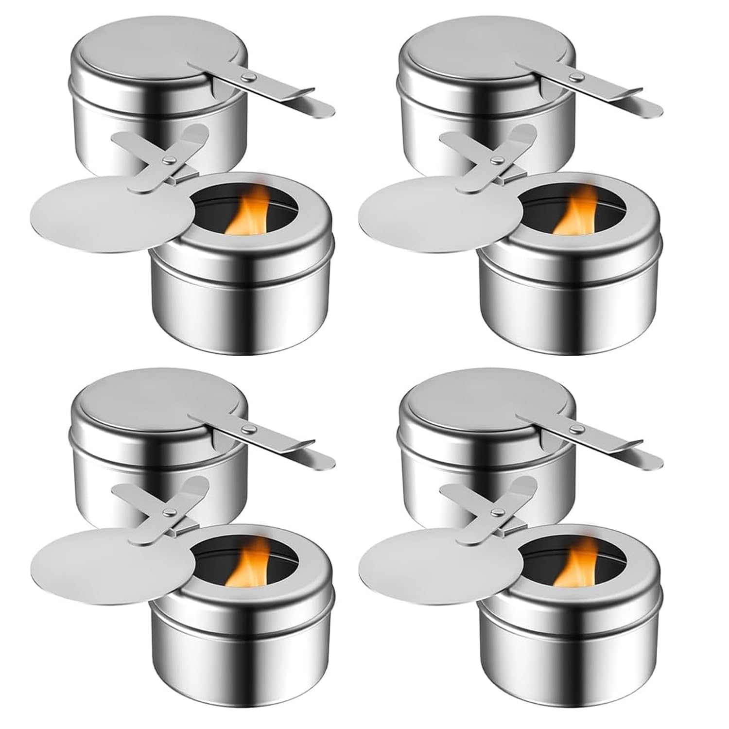 8 Pezzi Contenitore per Pasta Combustibile per Fonduta, Scaldavivande per Chafing Dish in Acciaio Inox, con Regolatore di Fiamma Fuel Holder, Cucina ad Alcool per Hotpot, Drypot