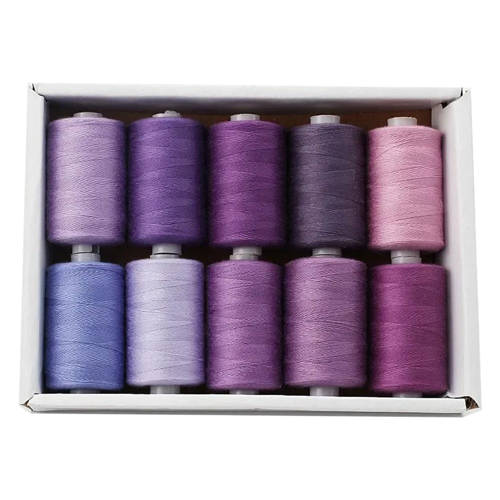 Filo da Cucito Multicolore, Set da 10 Colori, 1000 Iarde/Rocchetto, Fili in Poliestere con Bobine per Macchina da Cucire
